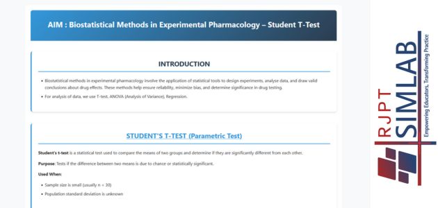 Biostatistical method in experimental pharmacology – Student T-Test